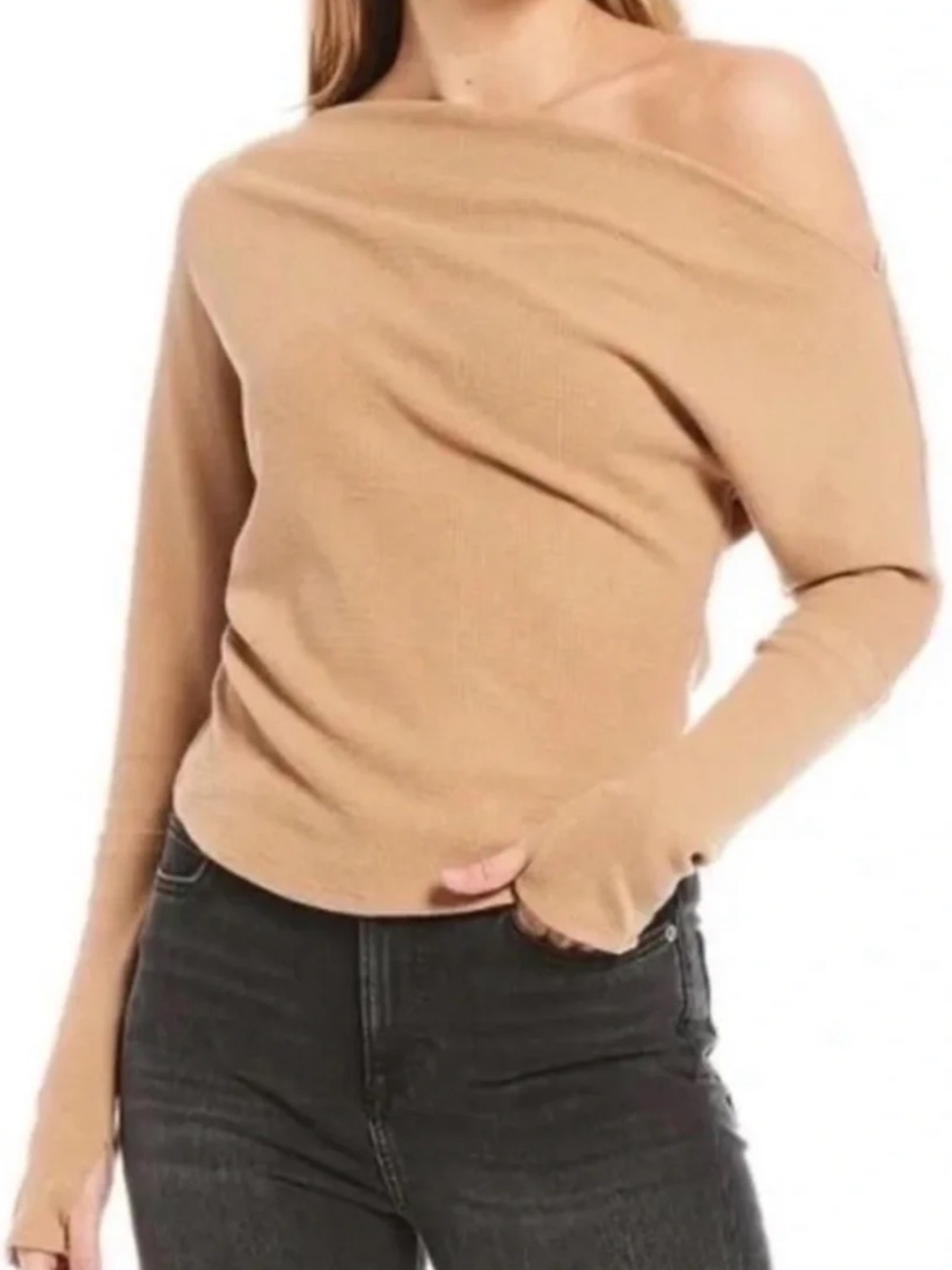 We The Free Waffle Knit Top in Camel Brown